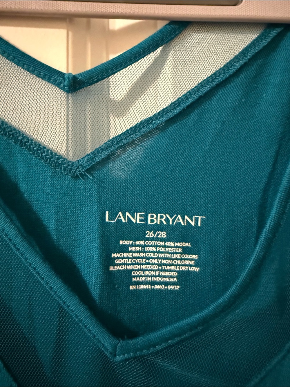 Lane Bryant V-Neck Sleeveless Mesh-Trim Tank - Picture 3 of 4